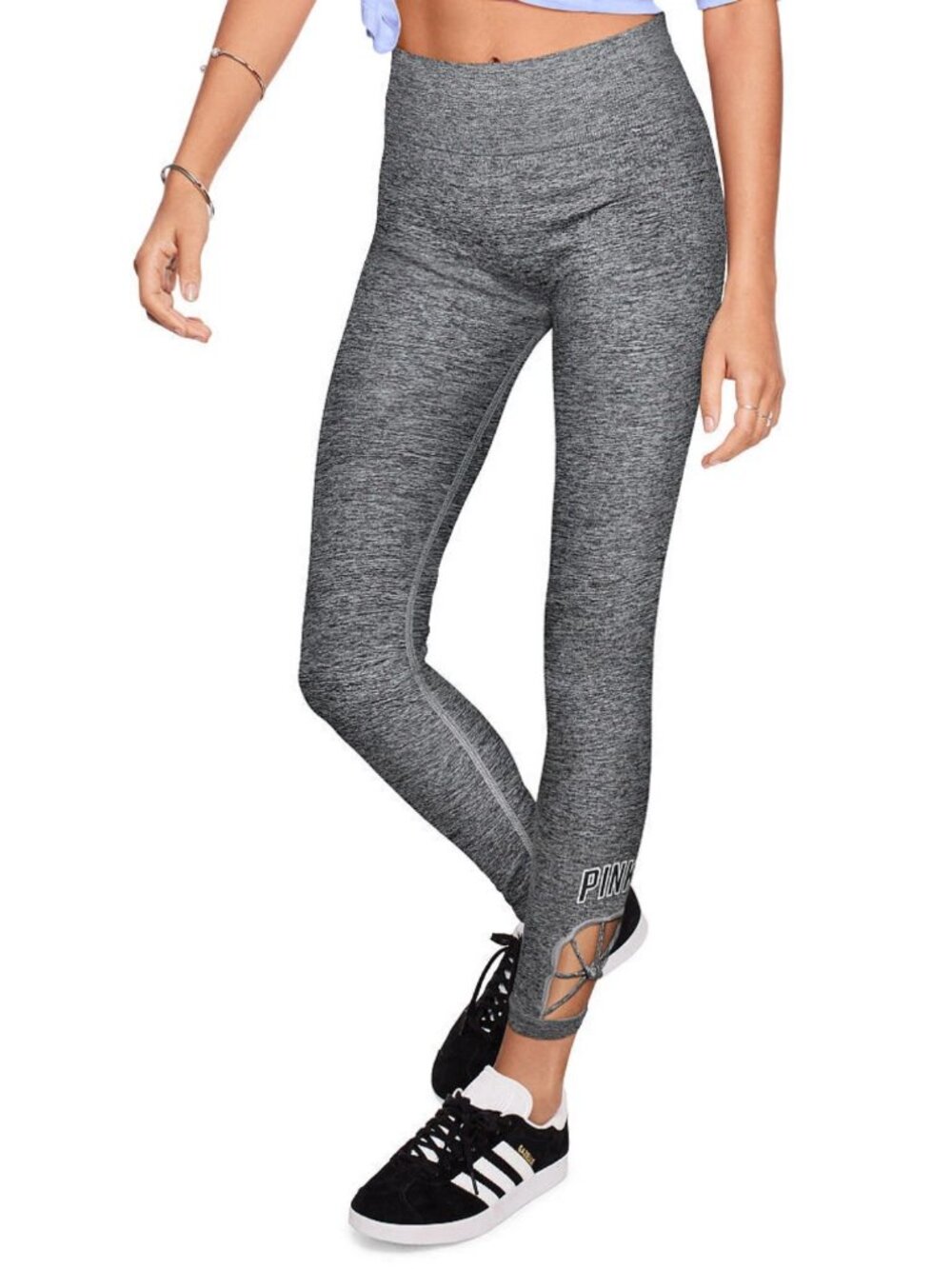 PINK Victoria’s Secret Ultimate Seamless Gray Space Dye Lattice Leggings